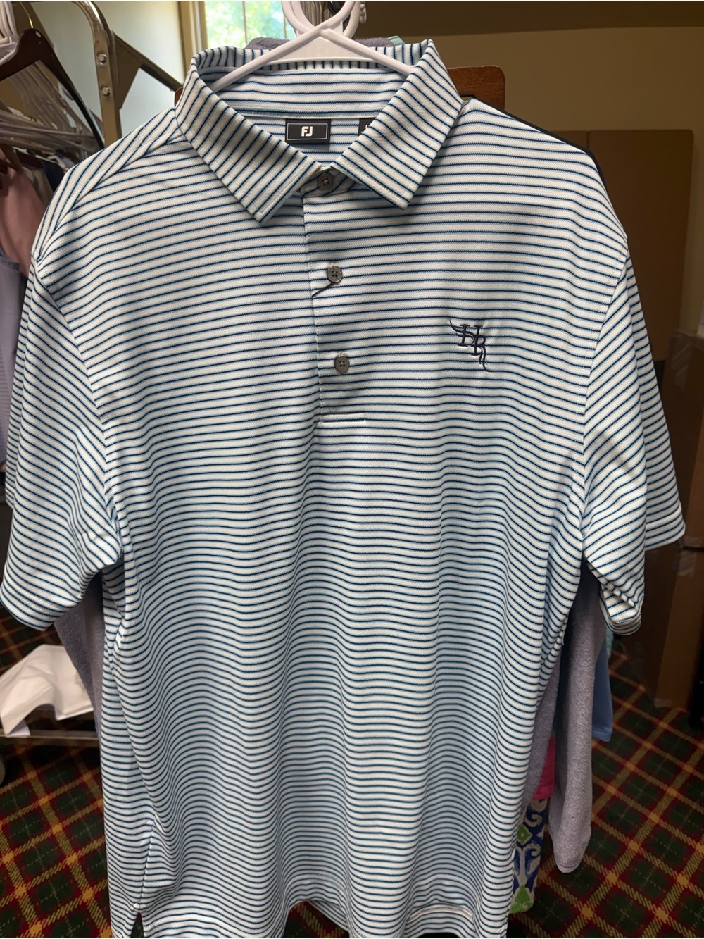Striped Men’s Polo Shirt in White and Navy